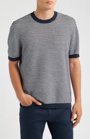 Theory Kolben Stripe Linen & Cotton Blend T-Shirt