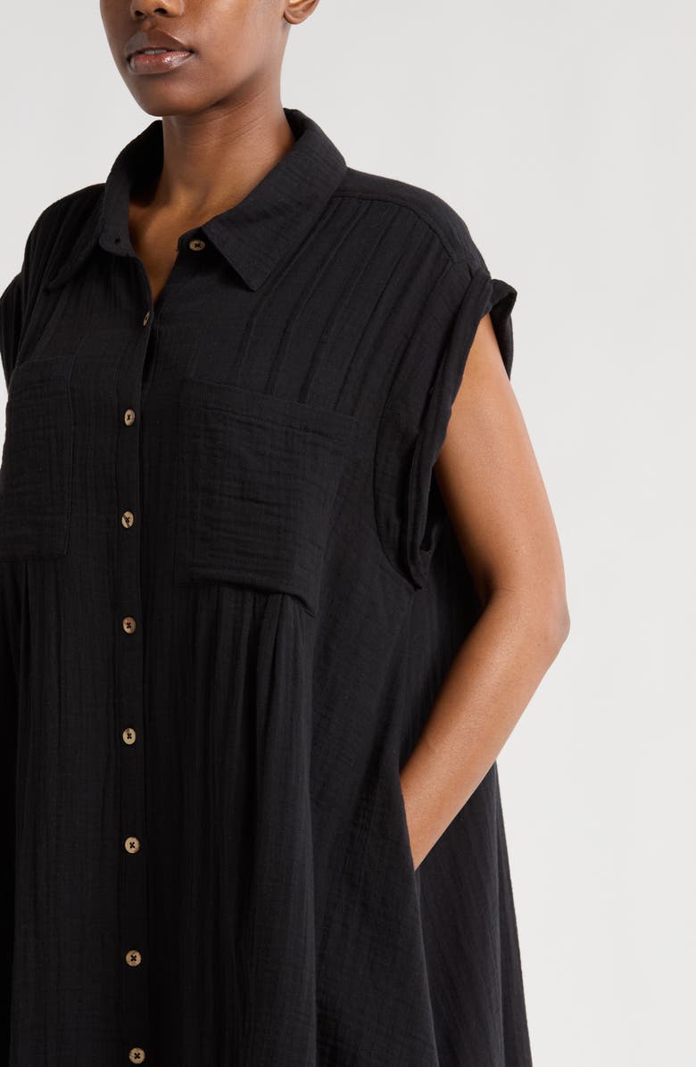 Elan Button-Up Cover-Up Minidress, Alternate, color, 