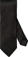 Eton Solid Black Silk Herringbone Tie