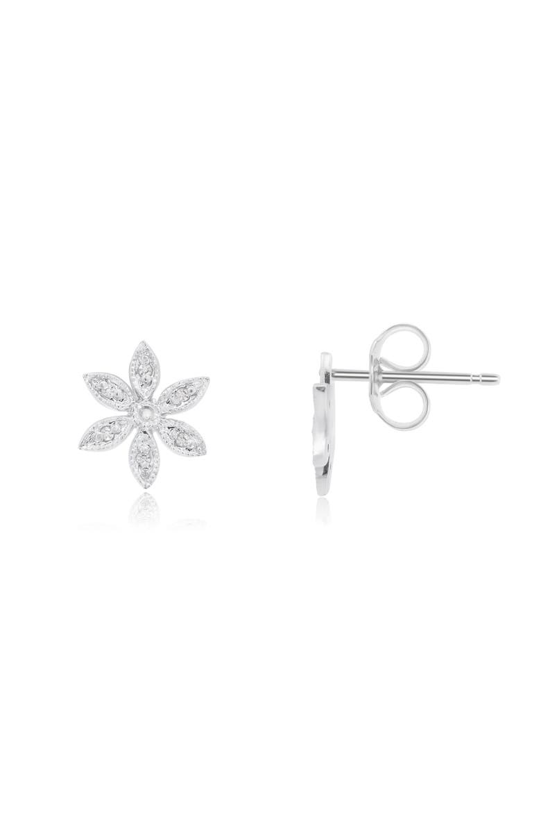 The Lovery Fine Jewelry Diamond Flower Stud Earrings, Main, color, White Gold