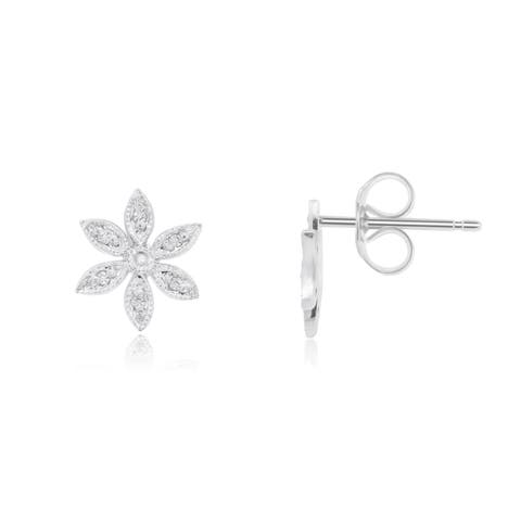 Diamond Flower Stud Earrings
