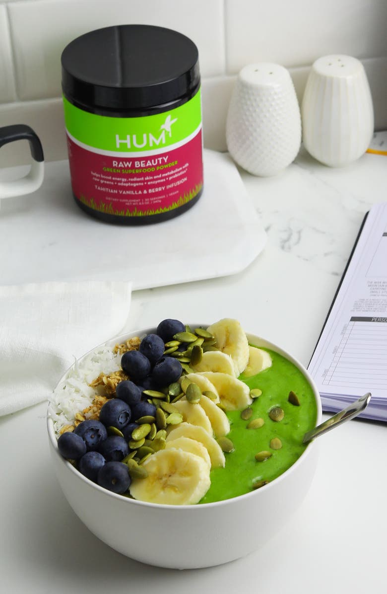 Hum Nutrition Raw Beauty Tahitian Vanilla & Berry Infusion Skin & Energy Green Superfood Powder, Alternate, color, 