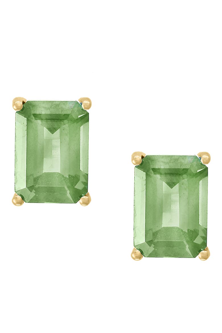 14K Yellow Gold Prasiolite Stud Earrings, Main, color, GREEN