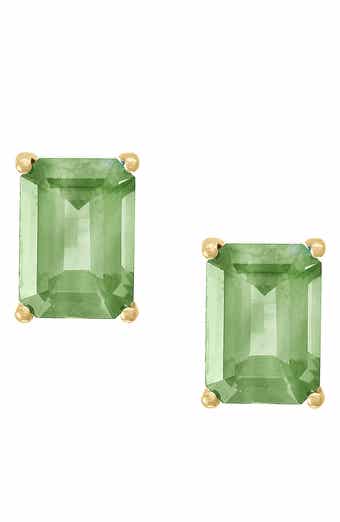 14K Yellow Gold Prasiolite Stud Earrings