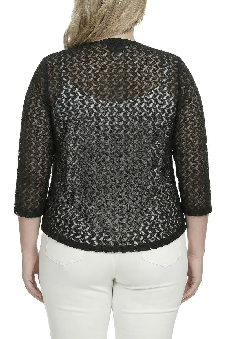 Lace Open Front Cardigan, Alternate, color, BLACK