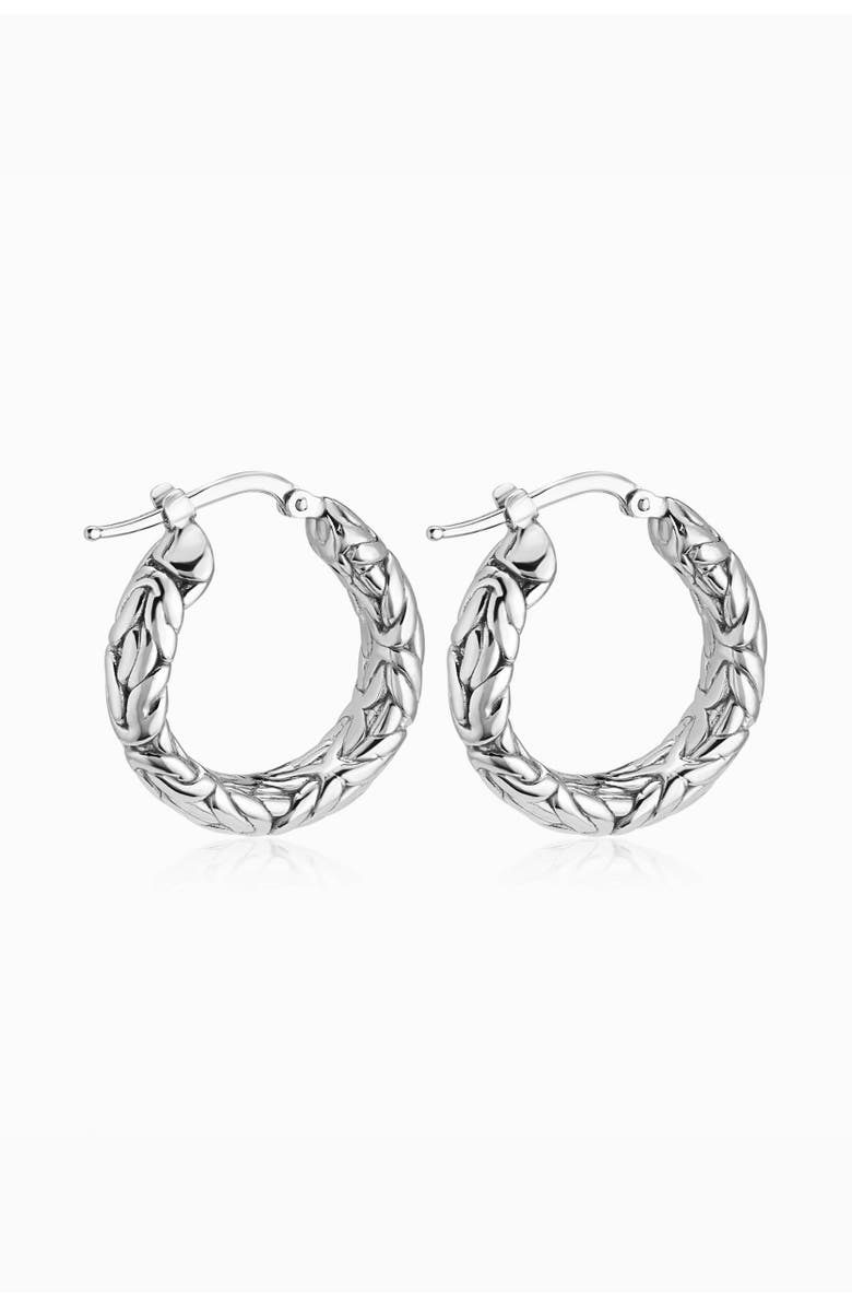 Oradina Byzantine Artisan Hoops in Sterling Silver, Alternate, color, Silver