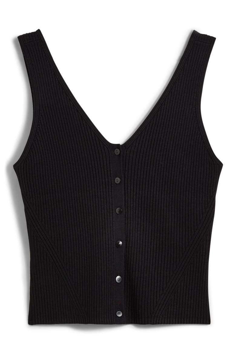 The Signature Knit Button Front Sweater Tank, Main, color, TRUE BLACK