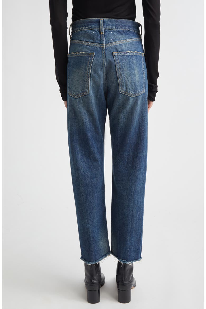 Distressed Raw Hem Straight Leg Jeans, Alternate, color, BLUE WASH