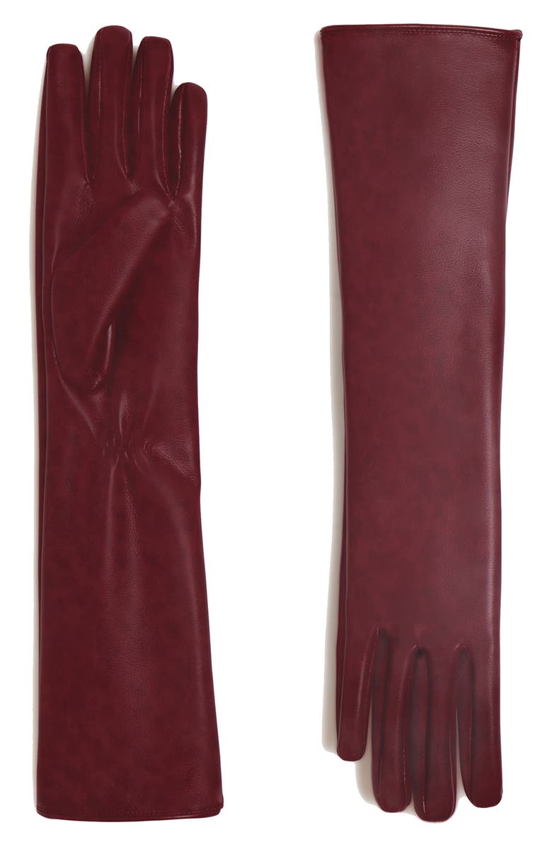 Apparis Gwen Faux Leather Gloves, Main, color, Crimson