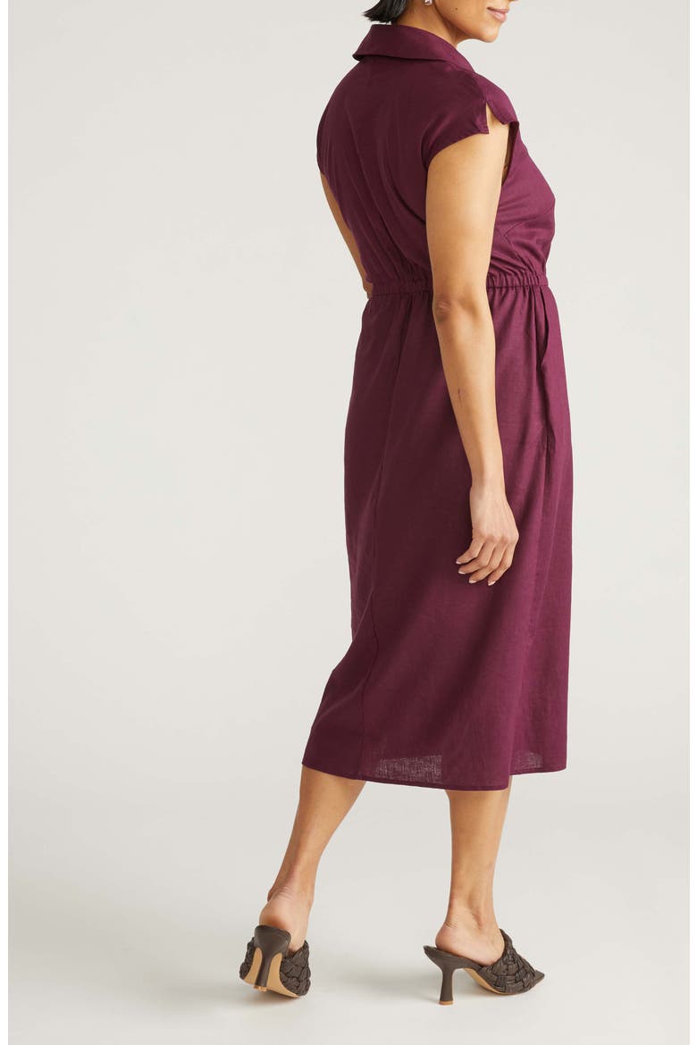 Laurel Linen Blend Shirtdress, Alternate, color, BURGUNDY