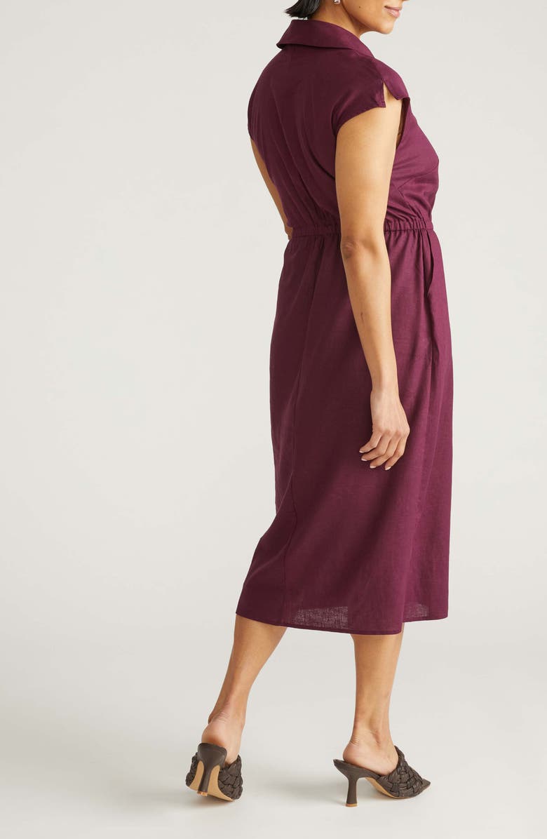 Universal Standard Laurel Linen Blend Shirtdress, Alternate, color, Burgundy