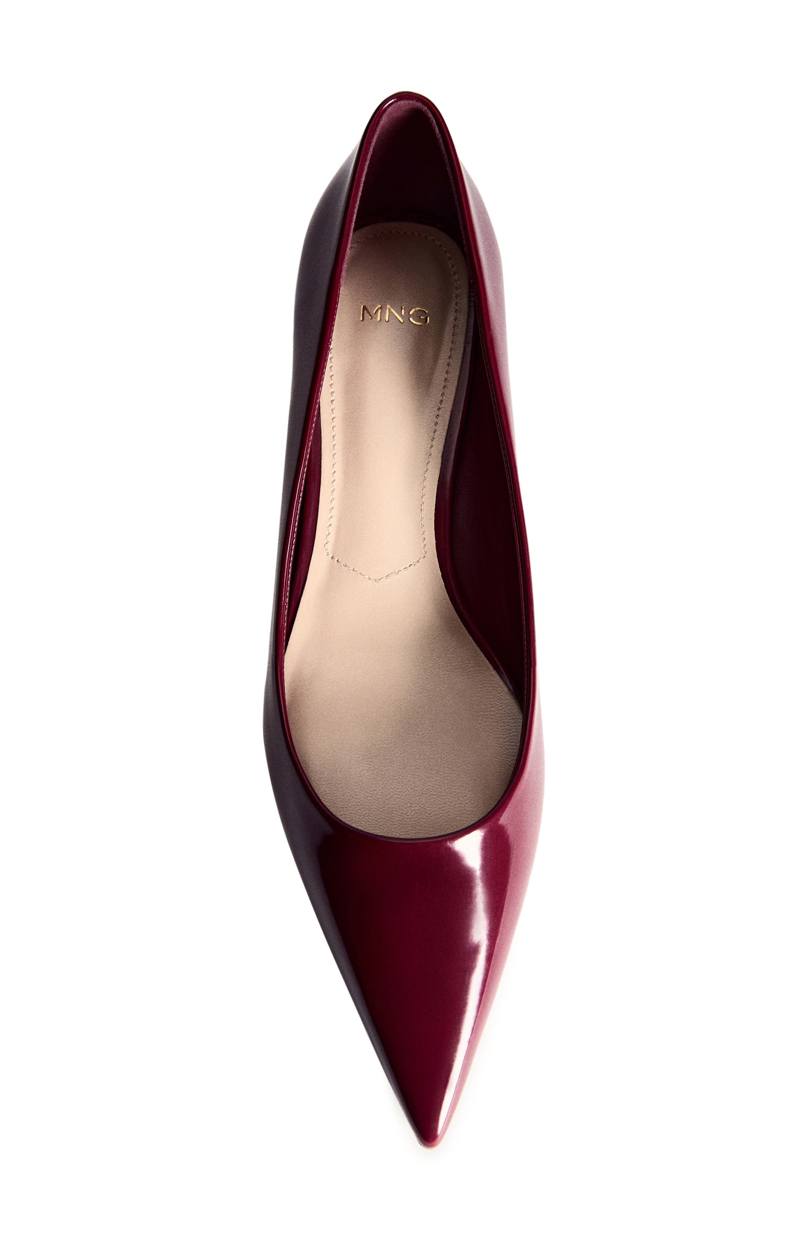 MANGO Pointed Toe Kitten Heel Pump, Alternate, color, Burgundy