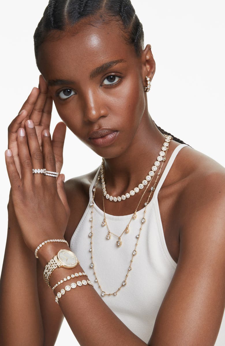 Swarovski Imber Crystal Charm Necklace, Alternate, color, White/ Gold