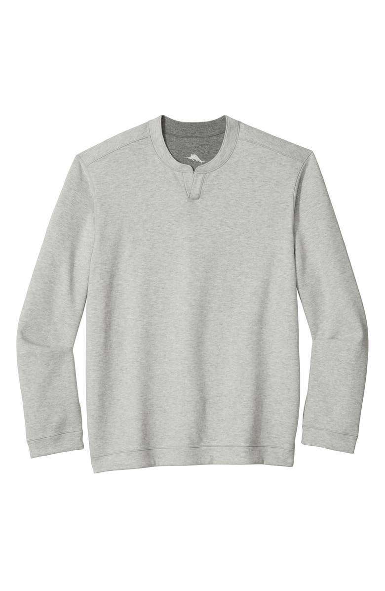 Tommy Bahama Flipview Abaco Split Neck T-Shirt, Main, color, Concrete Grey Heathe