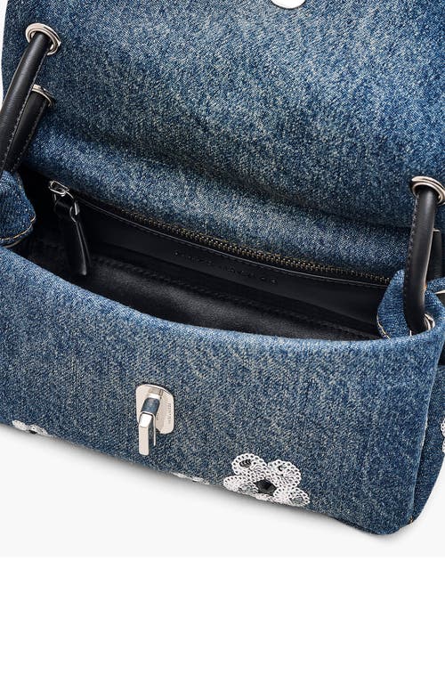 MARC JACOBS MARC JACOBS THE MINI DUAL SEQUIN DAISY DENIM TOP HANDLE BAG