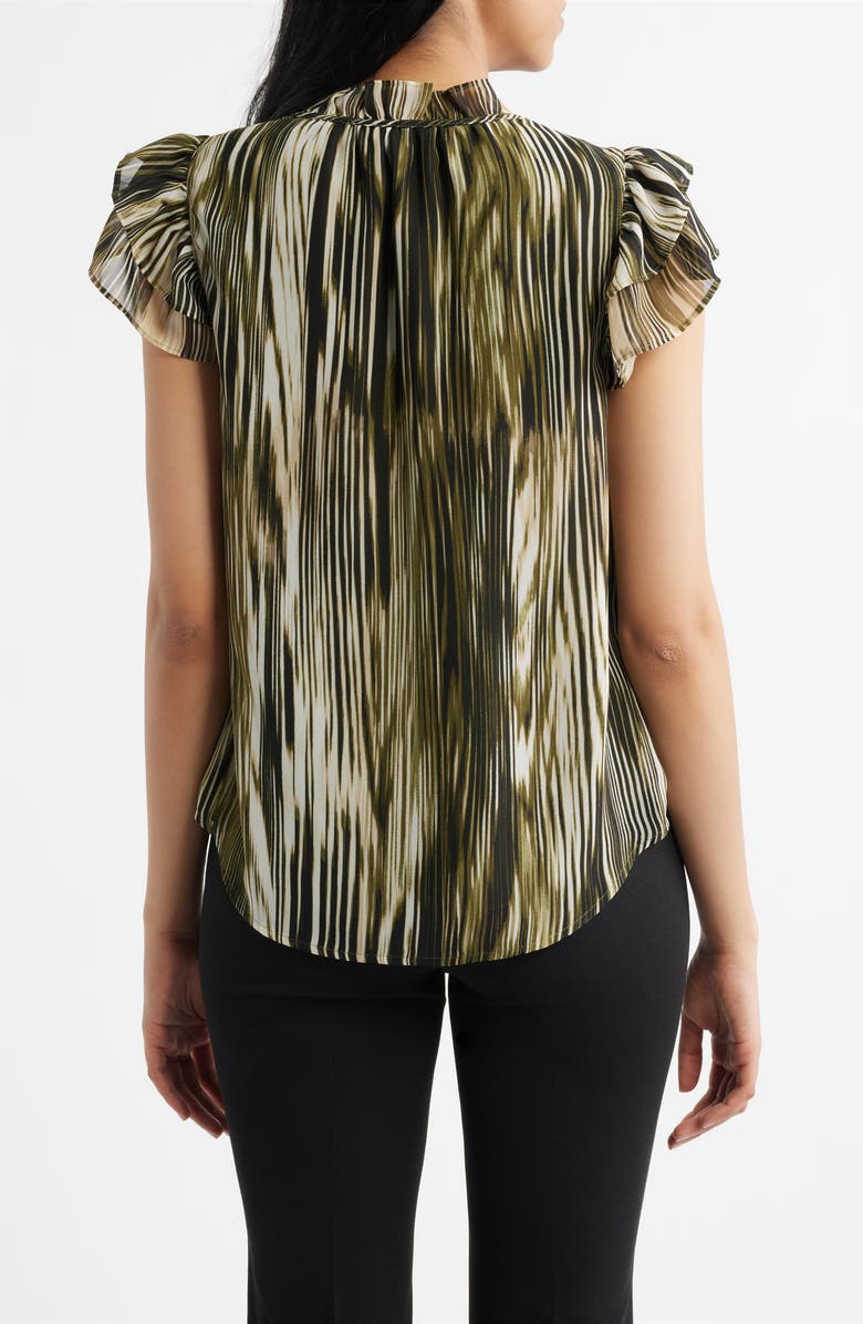 Anne Klein Ruffle Sleeve Tie Neck Top, Alternate, color,