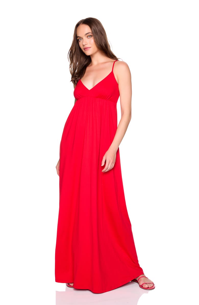 Susana Monaco String Slip Maxi Dress, Alternate, color, Perfect Red