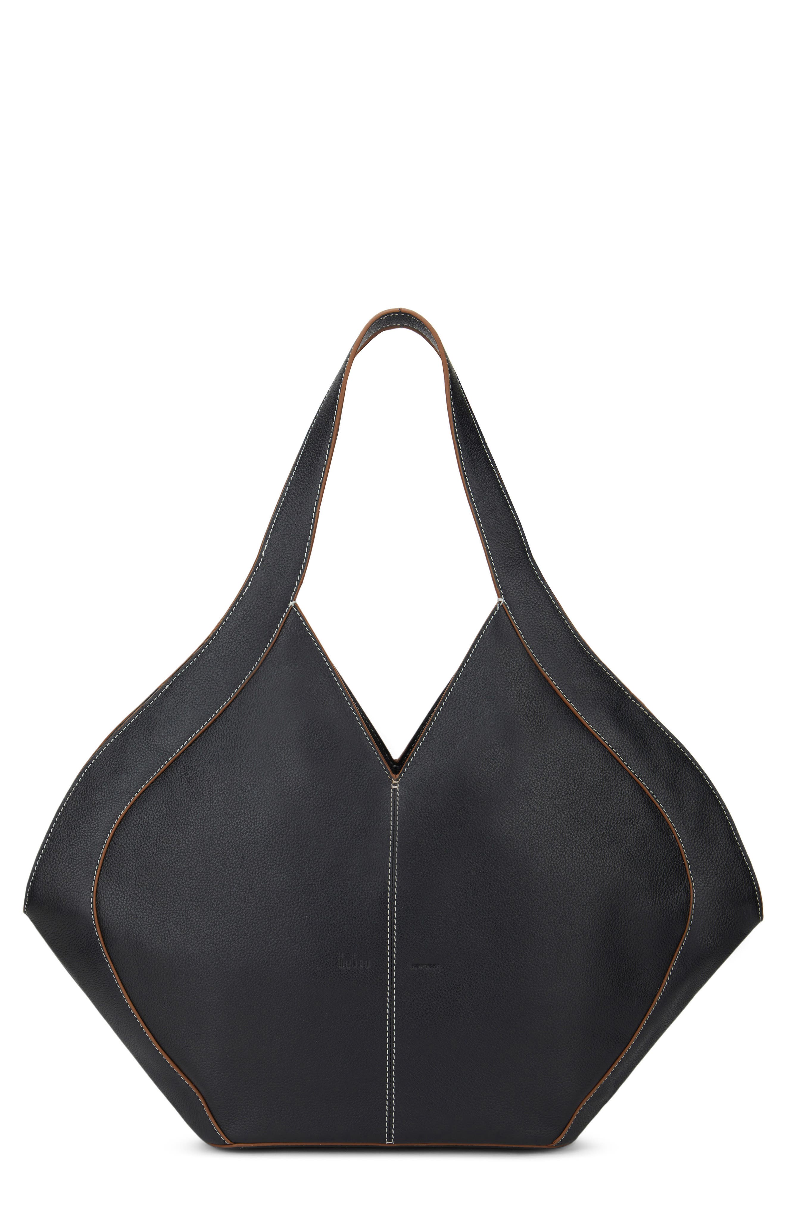 behno Safra Pebble Leather Tote, Main, color, Black