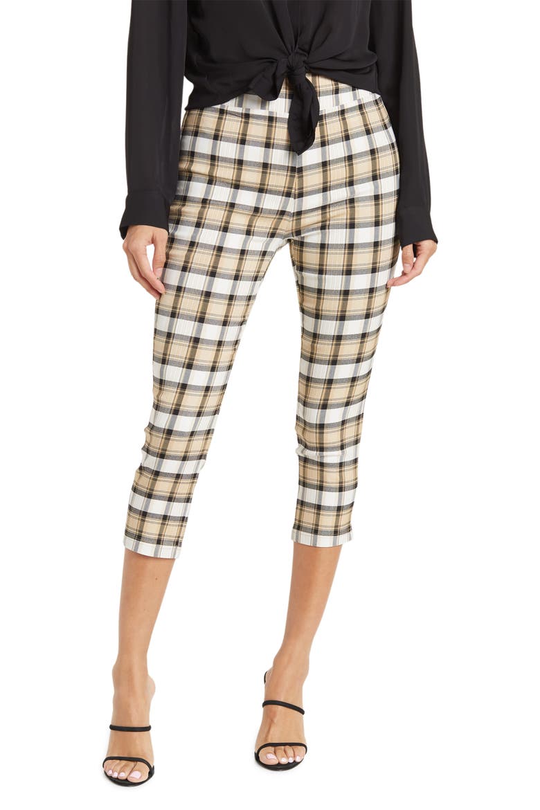 High Waist Capri, Main, color, KHAKI PLAID