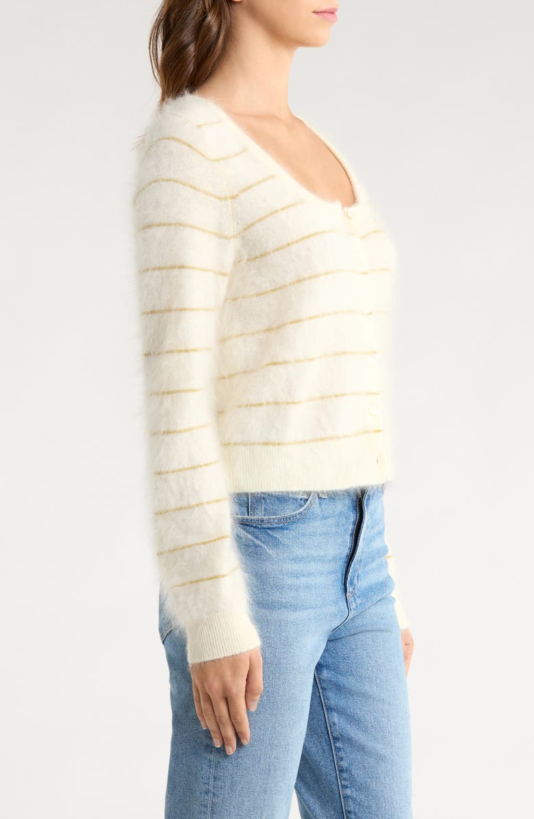 PAIGE Fortuna Stripe Cashmere Cardigan, Alternate, color, Antique White/ Gold