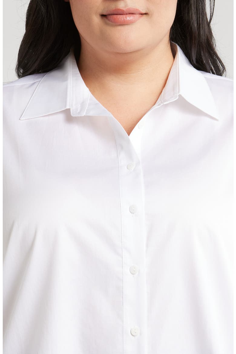 Bernadina Elbow Sleeve Cotton Button-Up Shirt, Alternate, color, WHITE