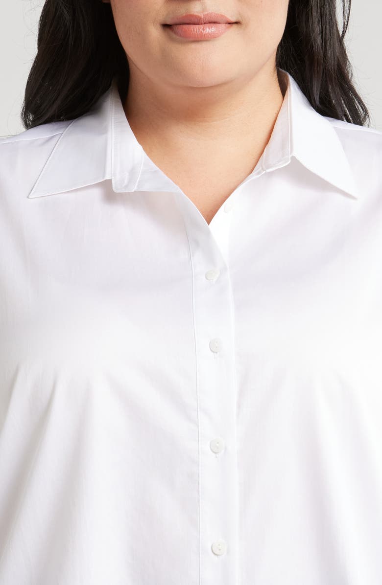 HARSHMAN Bernadina Elbow Sleeve Cotton Button-Up Shirt, Alternate, color, White