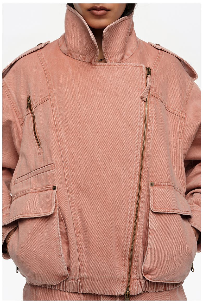 Denim double-breasted jacket, Alternate, color, PEACH