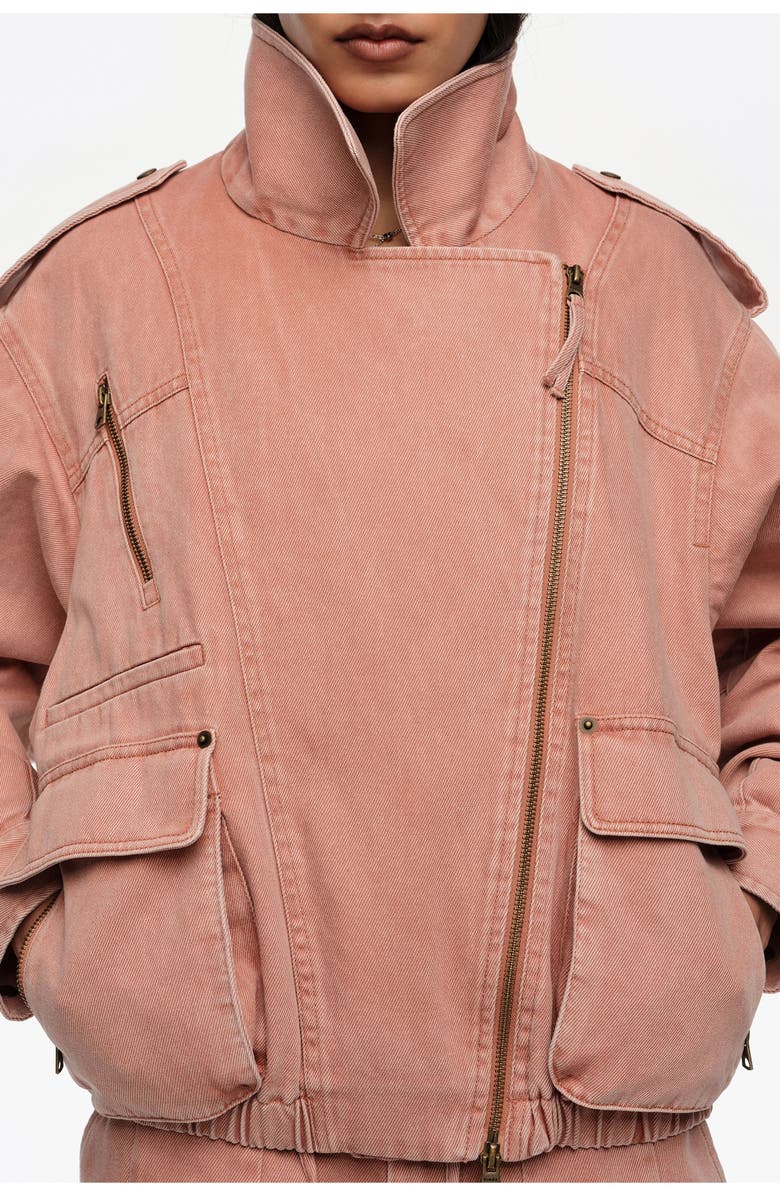 Bimba y Lola Denim double-breasted jacket, Alternate, color, Peach