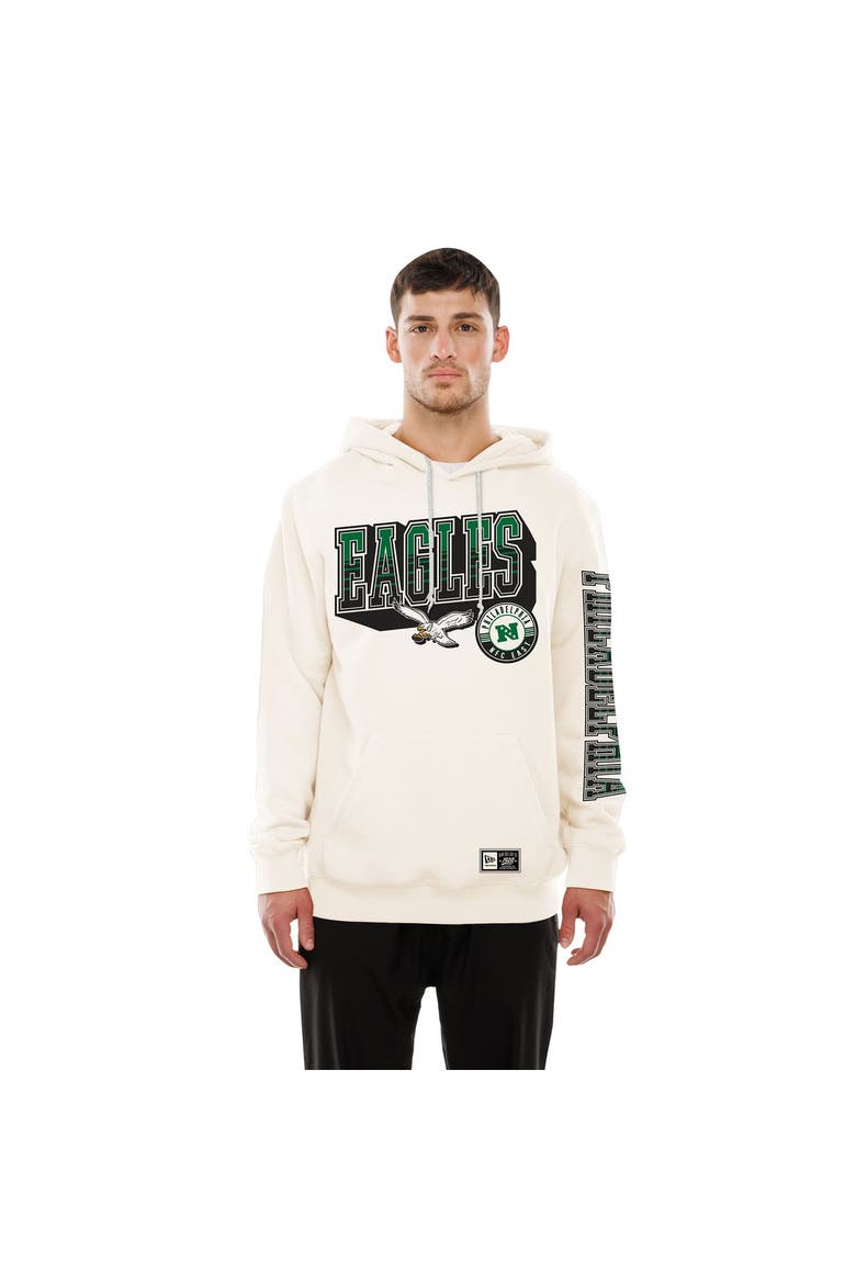 Men's New Era  Cream Philadelphia Eagles Dune Dust Hoodie, Main, color, Cream