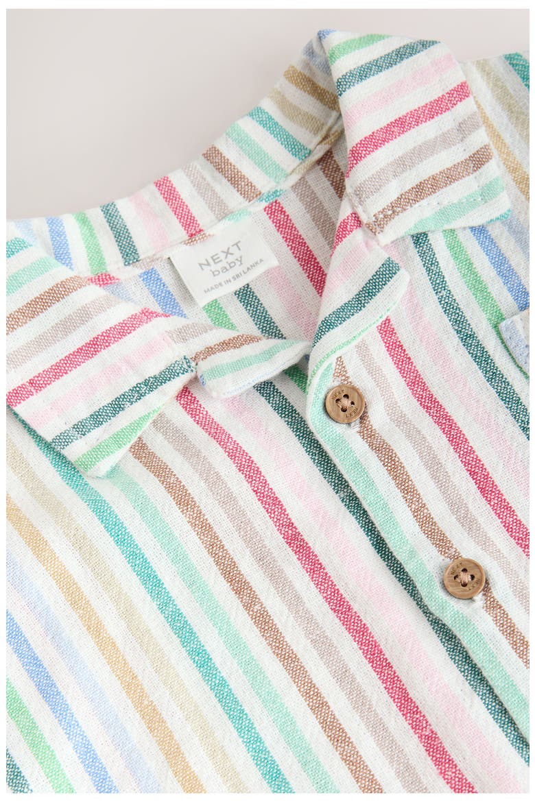 Multi Stripe Linen Blend Romper, Alternate, color, BLUE