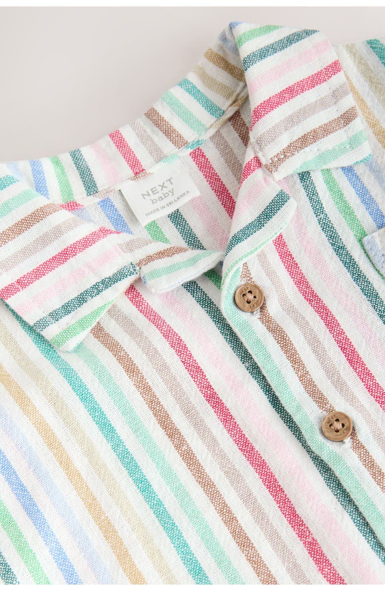 NEXT Multi Stripe Linen Blend Romper, Alternate, color, Blue