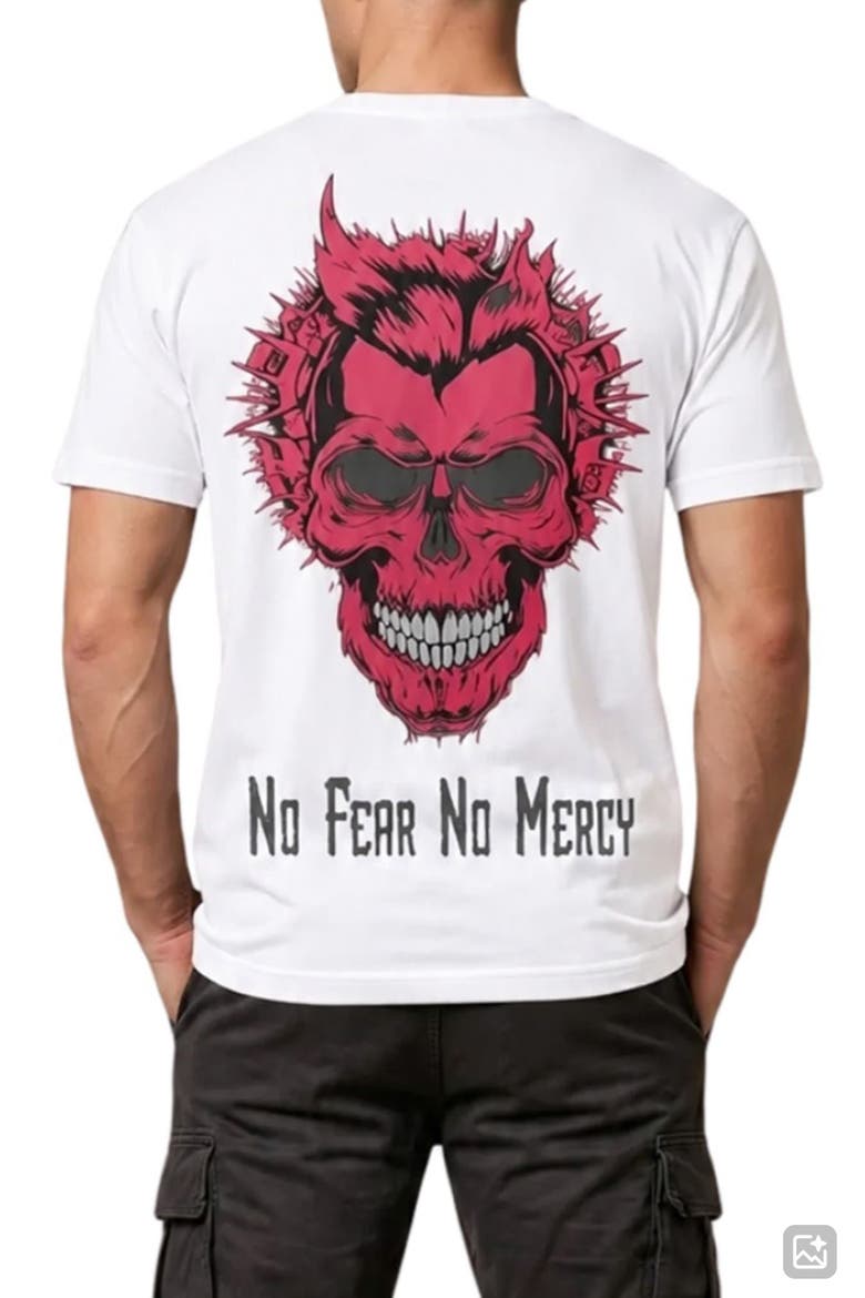 No Fear No Mercy Graphic T-Shirt, Alternate, color, WHITE