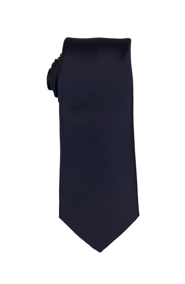 Brooklyn Brigade Men's Solid Satin Tie, Main, color, Navy