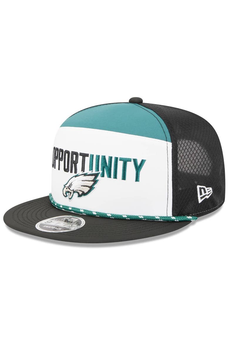 Men's New Era White/Black Philadelphia Eagles 2025 Inspire Change Split Panel 9FIFTY Snapback Hat, Alternate, color, White