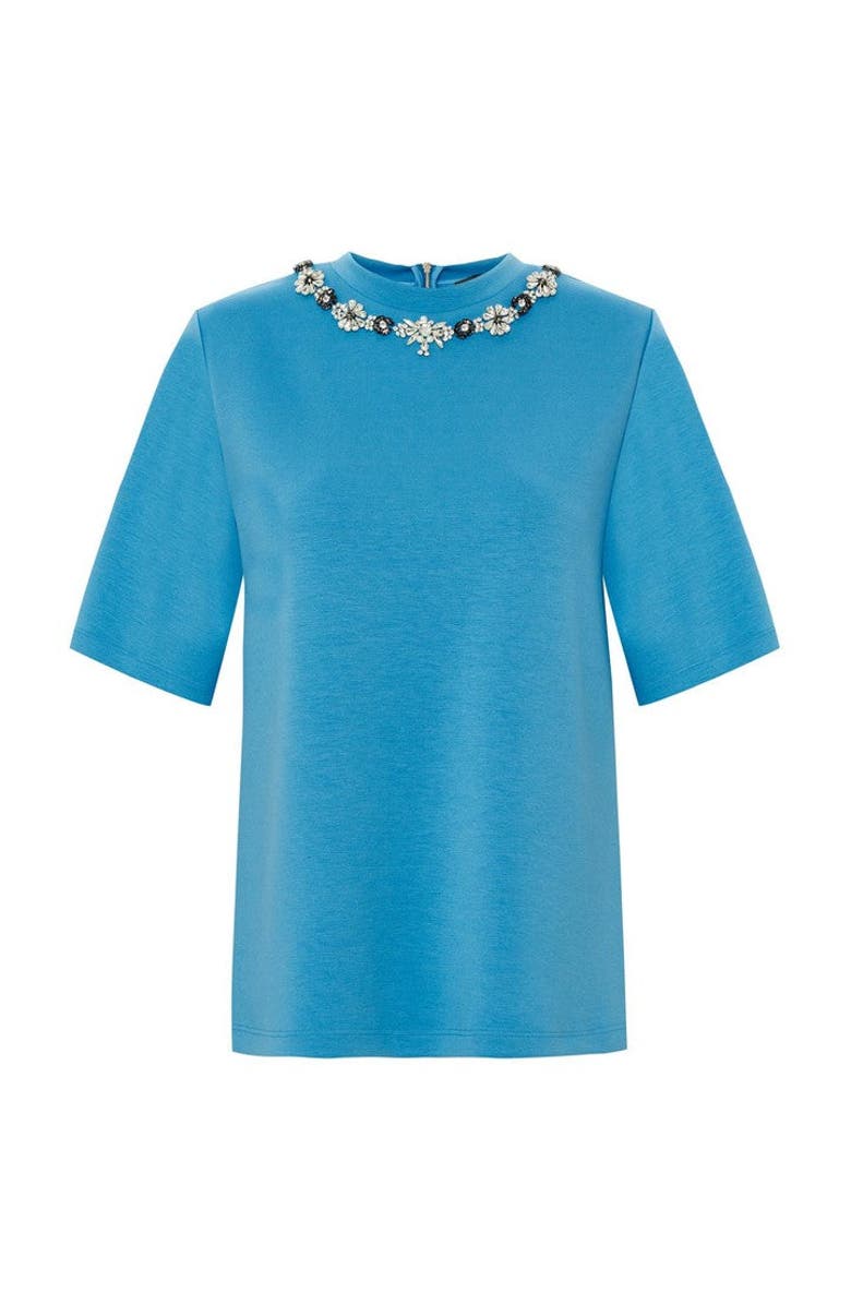 Exquise Regular Crystal Embellished T-Shirt, Alternate, color, Blue