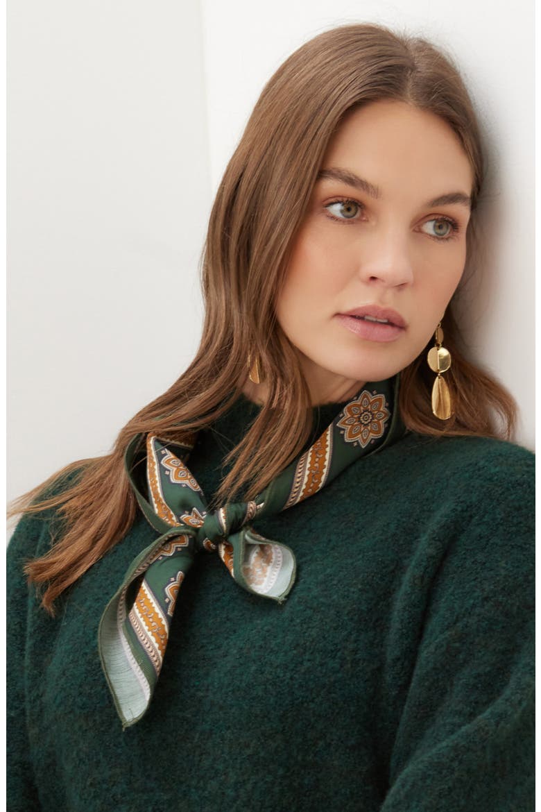 Paisley Border Satin Scarf, Alternate, color, PRINT