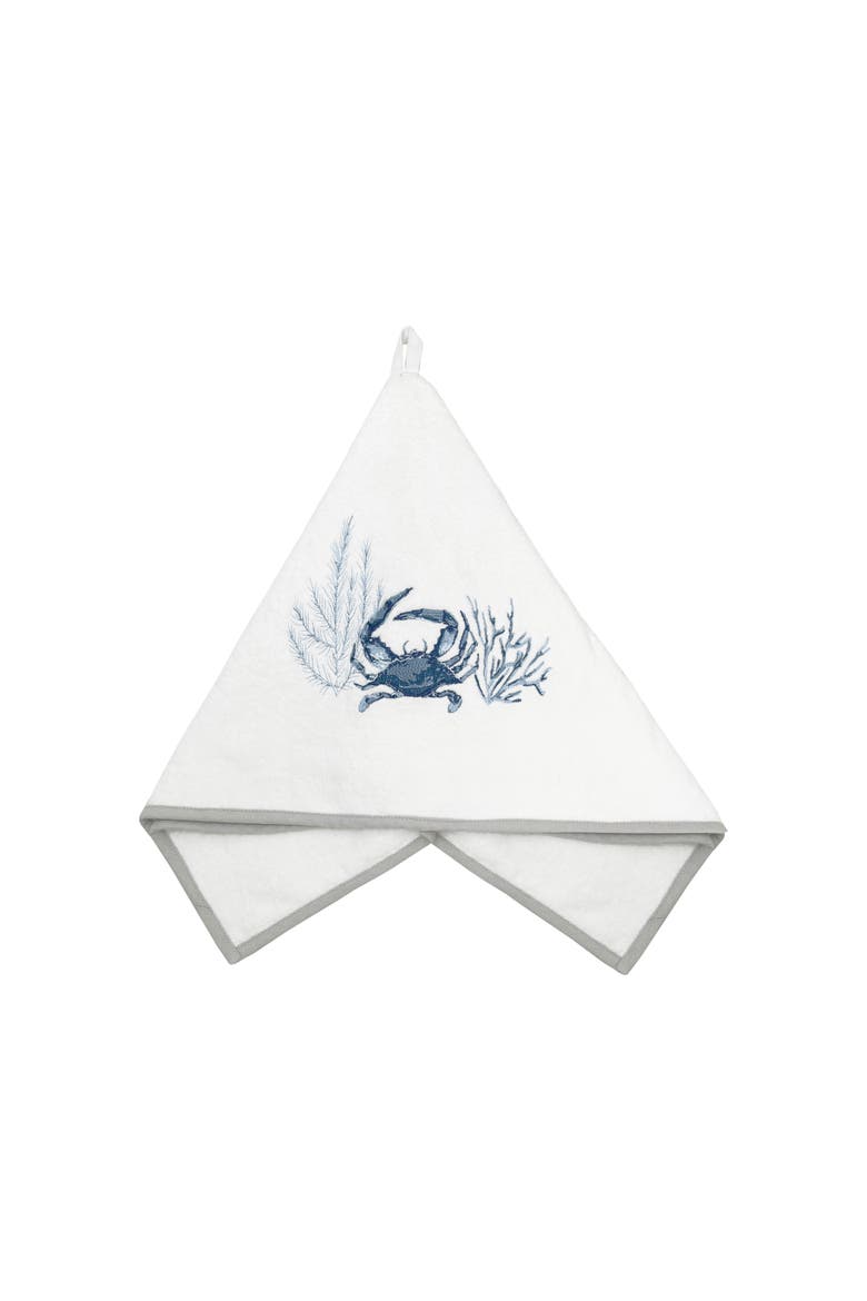 Blue Crab Terrycloth Guest Towel, Main, color, White
