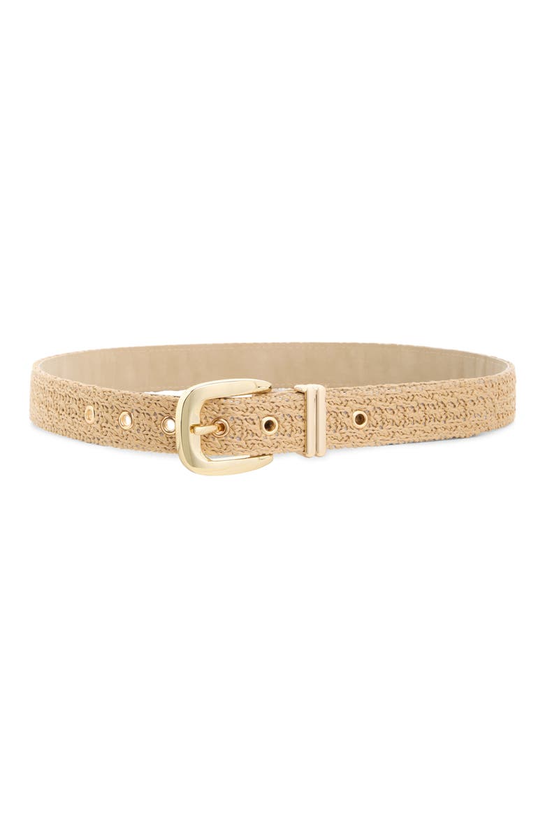 Faux Straw Woven Belt, Main, color, TAN