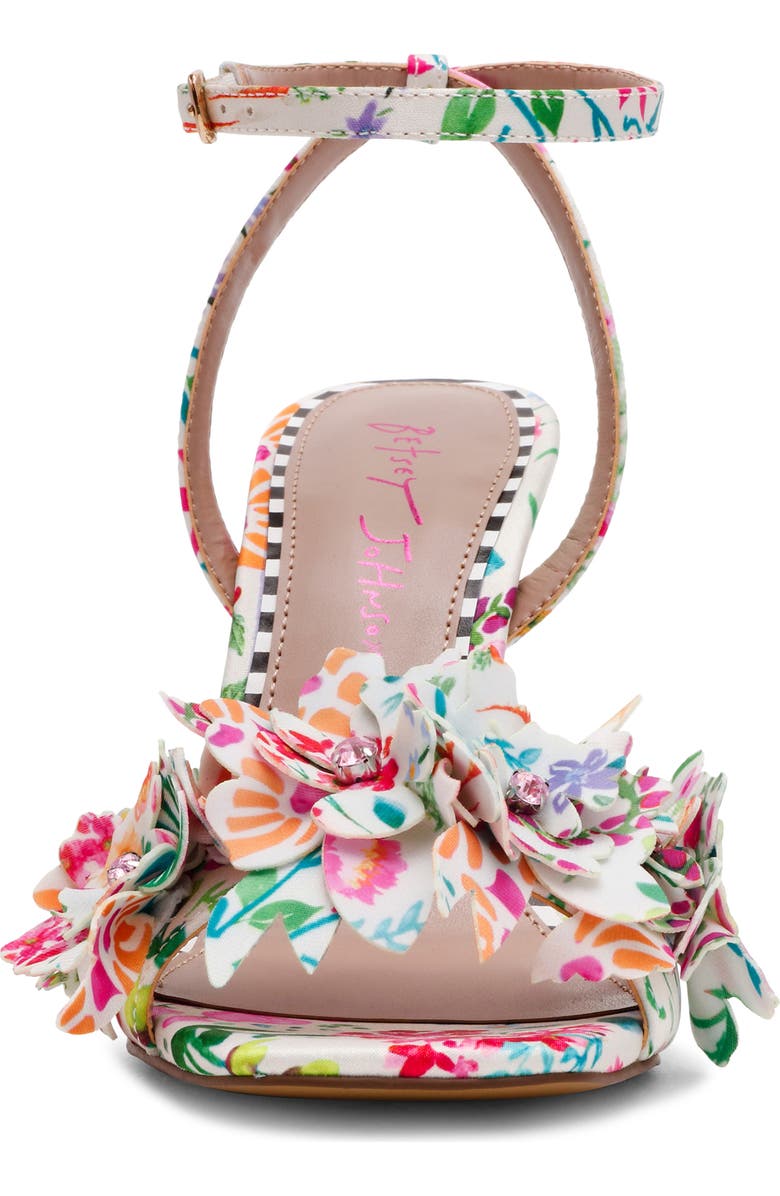 Betsey Johnson Hilley Ankle Strap Sandal, Alternate, color, Natural Floral Multi
