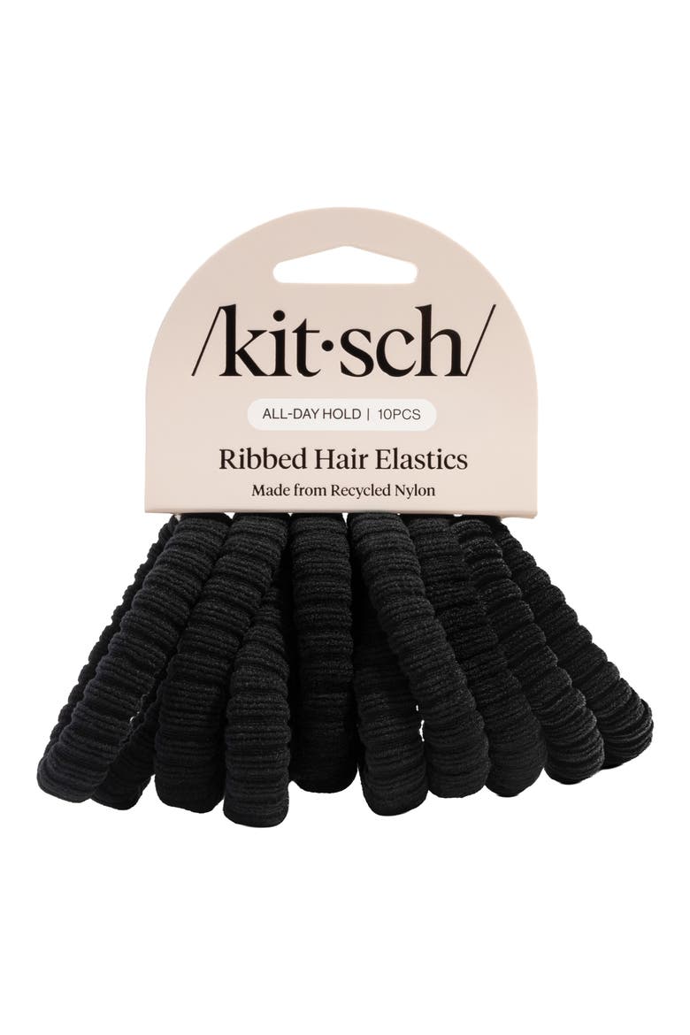 10-Pack Rib Hair Elastics, Alternate, color, BLACK