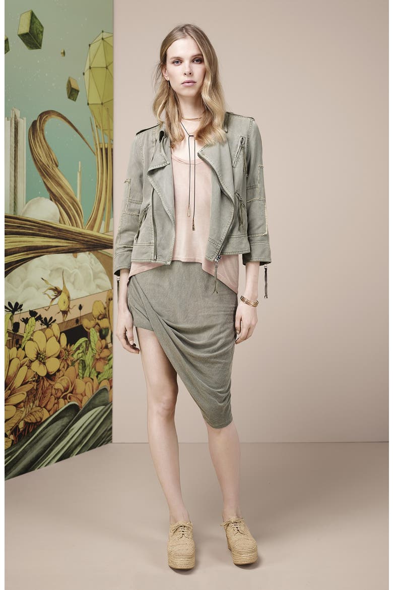 Asymmetrical Drape Skirt, Alternate, color, SAGE