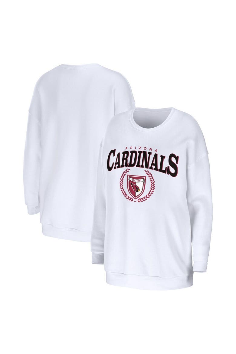 Women's WEAR by Erin Andrews White Arizona Cardinals Oversized Pullover Sweatshirt, Main, color, White