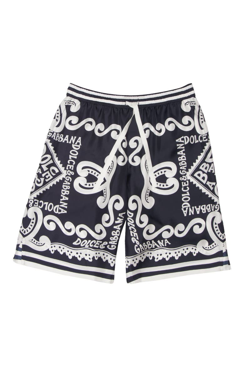Marina Print Silk Twill Shorts, Alternate, color, HB4XR DG MARINA F.BLU