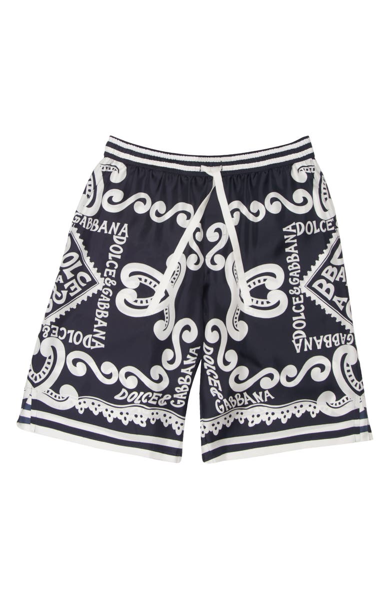 Dolce&Gabbana Marina Print Silk Twill Shorts, Alternate, color, 