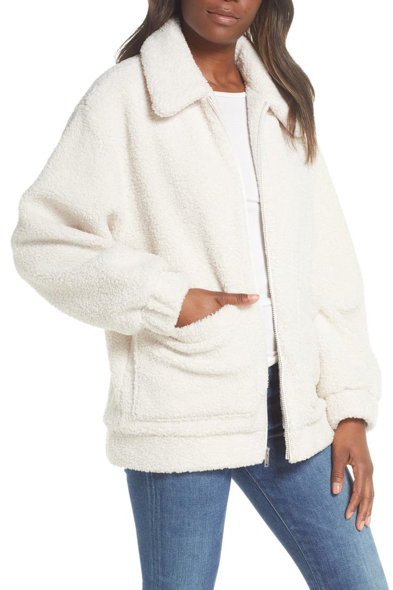 Jackeline Teddy Bear Jacket, Main, color, CREAM