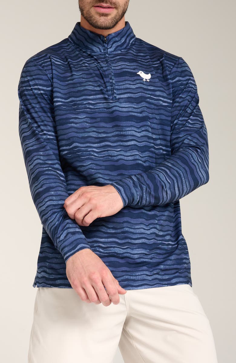Bad Birdie Rip Drives Wave Print Quarter Zip Golf Pullover, Main, color,