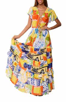 RANEES Tie Front Print Maxi Dress