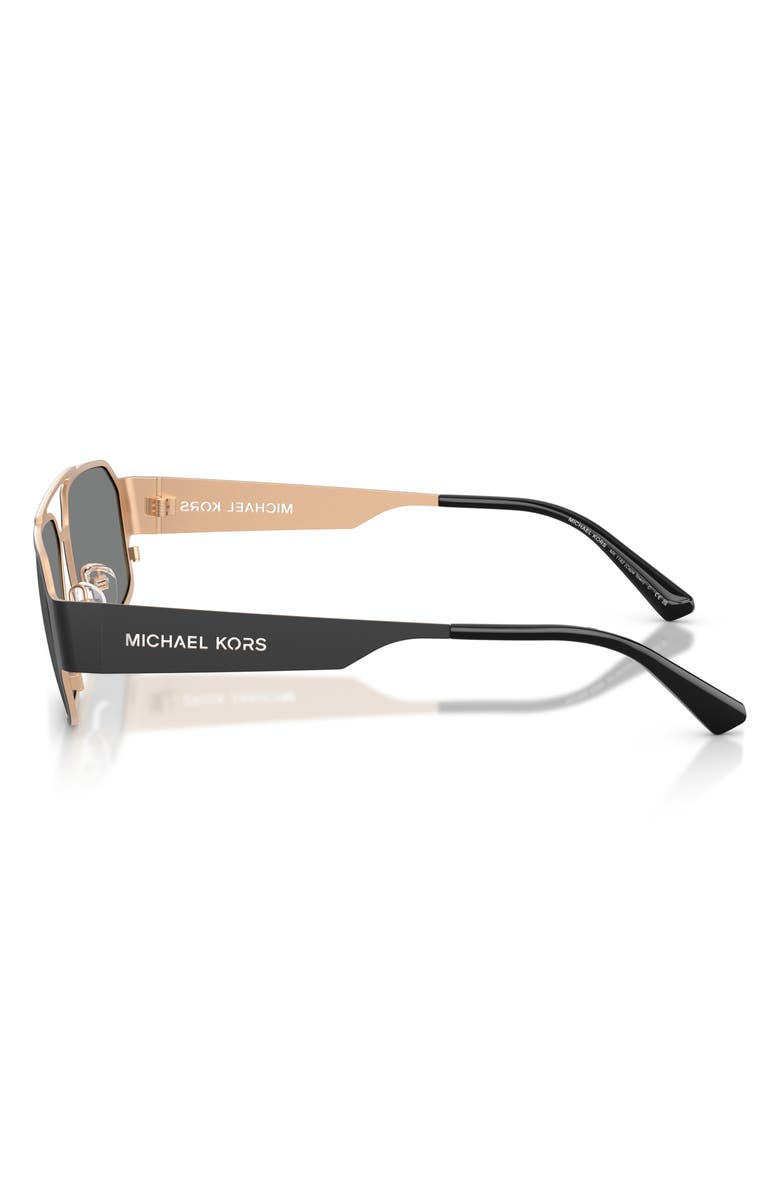 Michael Kors Cape Town 58mm Rectangular Sunglasses, Alternate, color, Black Matte / Dark Grey Mono