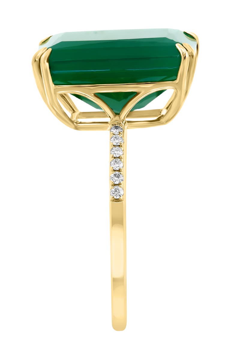14K Yellow Gold Emerald Cut Green Onyx & Diamond Ring, Alternate, color, 14K Gold