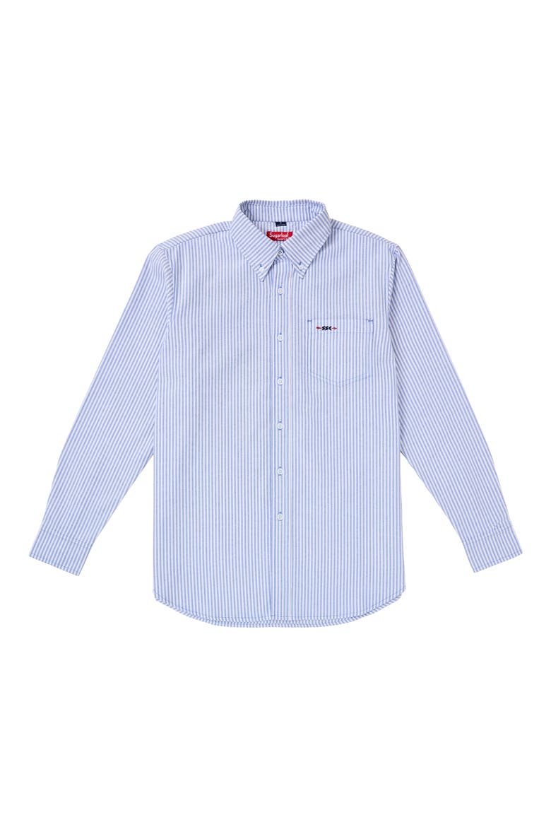 The Tournament Stripe Cotton Blend Button-Down Oxford Shirt, Main, color, NAVY